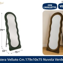SPECCHIERA VELLUTO CM.179X10X75 NUVOLA VERDE SCURO