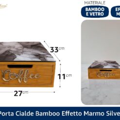 PORTA CIALDE BAMBOO EFFETTO MARMO SILVER