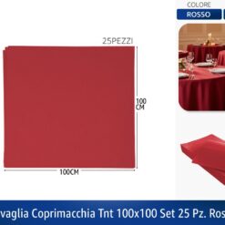 TOVAGLIA COPRIMACCHIA TNT 100X100 SET 25 PZ. ROSSO