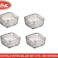 CIOTOLA VETRO ML.280 SET 4 PZ. CM.10X10X5h