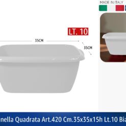 BACINELLA QUADRATA ART.420 CM.35X35X15h LT.10 BIANCA