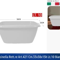 BACINELLA RETT.RE ART.421 CM.33X38X15h LT.10 BIANCA
