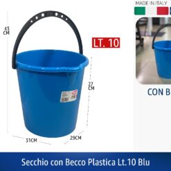 SECCHIO CON BECCO PLASTICA LT.10 BLU