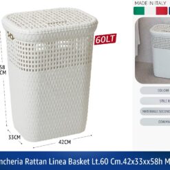 PORTABIANCHERIA RATTAN LINEA BASKET LT.60 CM.42X33XX58h MILK WHITE