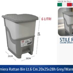 PATTUMIERA RATTAN BIN LT.6 CM.20X25X28h GREY/WARMGREY