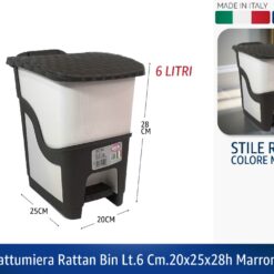 PATTUMIERA RATTAN BIN LT.6 CM.20X25X28h MARRONE