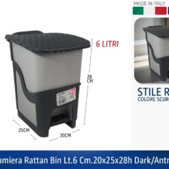 PATTUMIERA RATTAN BIN LT.6 CM.20X25X28h DARK/ANTRACITE
