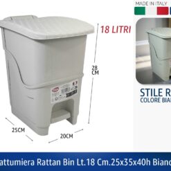 PATTUMIERA RATTAN BIN LT.18 CM.25X35X40h BIANCO