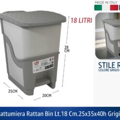 PATTUMIERA RATTAN BIN LT.18 CM.25X35X40h GRIGIO