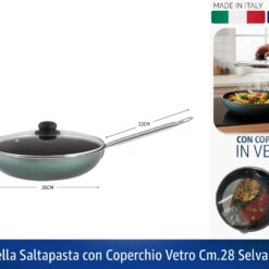 PADELLA SALTAPASTA CON COPERCHIO VETRO CM.28 SELVA LINE