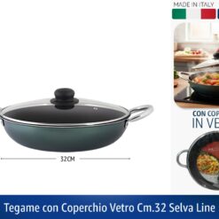 TEGAME CON COPERCHIO VETRO CM.32 SELVA LINE
