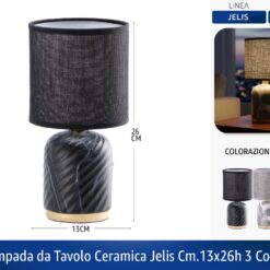 LAMPADA DA TAVOLO CERAMICA JELIS CM.13X26h 3 COLORI