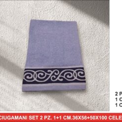 ASCIUGAMANI SET 2 PZ. 1+1 CM.36X56+50X100 CELESTE