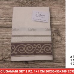 ASCIUGAMANI SET 2 PZ. 1+1 CM.36X56+50X100 ECRU'