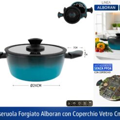 CASSERUOLA FORGIATO ALBORAN CON COPERCHIO VETRO CM.24