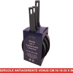 TRIS CASSERUOLA ANTIADERENTE VENUS CM.16X18X20 X INDUZIONE