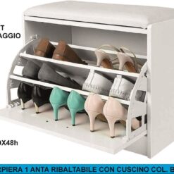 SCARPIERA 1 ANTA RIBALTABILE CON CUSCINO COL. BIANCO