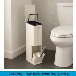 CESTINO + PORTASCOPINO WC BIANCO