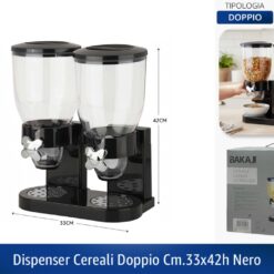 DISPENSER CEREALI DOPPIO CM.33X42h NERO