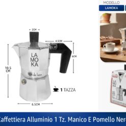 CAFFETTIERA ALLUMINIO 1 TZ. MANICO E POMELLO NERO