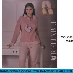 PIGIAMA DONNA CORAL CON PANTOFOLE ART. SOLEDAD