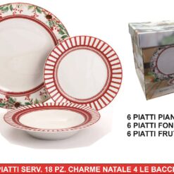 PIATTI SERV. 18 PZ. CHARME NATALE 4 LE BACCHE
