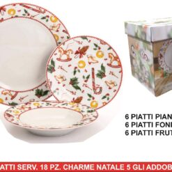 PIATTI SERV. 18 PZ. CHARME NATALE 5 GLI ADDOBBI