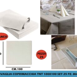 TOVAGLIA COPRIMACCHIA TNT 100X100 SET 25 PZ. BIANCO