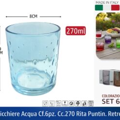 BICCHIERE ACQUA CF.6PZ. CC.270 RITA PUNTIN. RETRO'