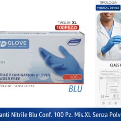 GUANTI NITRILE BLU CONF. 100 PZ. MIS.XL SENZA POLVERE