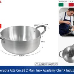 CASSERUOLA ALTA CM.28 2 MAN. INOX ACADEMY CHEF X INDUZIONE