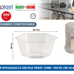 Poloplast Coppa Spavalda Cc.200 Pla Trasp. Conf. 100 Pz. Cm.10,4X4,6H