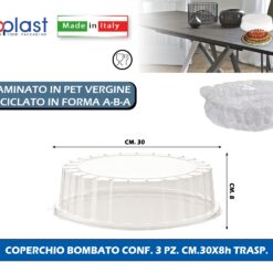 Poloplast Coperchio Bombato Conf. 3 Pz. Cm.30X8H Trasp.