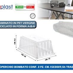Poloplast Coperchio Bombato Conf. 3 Pz. Cm.15X30X9,5H Trasp.