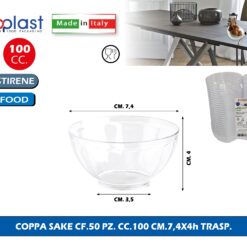 Poloplast Coppa Sake Cf.50 Pz. Cc.100 Cm.7,4X4H Trasp.