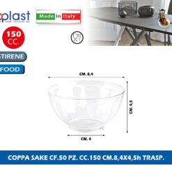 Poloplast Coppa Sake Cf.50 Pz. Cc.150 Cm.8,4X4,5H Trasp.