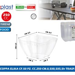 Poloplast Coppa Elika Cf.50 Pz. Cc.250 Cm.8,5X8,5X5,5H Trasp.