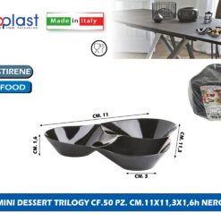 Poloplast Minidessert Trilogy Cf.50 Pz. Cm.11X11,3X1,6H Nero