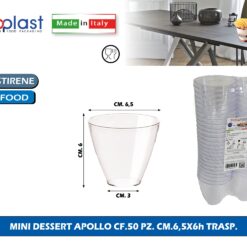 Poloplast Mini Dessert Apollo Cf.50 Pz. Cm.6,5X6H Trasp.