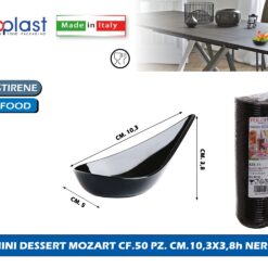 Poloplast Minidessert Mozart Cf.50 Pz. Cm.10,3X3,8H Nero