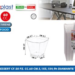Poloplast Minidessert Cf.50 Pz. Cc.60 Cm.5,1X5,1X4,9H Diamante Trasp.