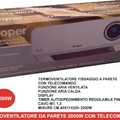 TERMOVENTILATORE DA PARETE CERAMICO CM.48X11X20h CON TELECOMANDO 2000W