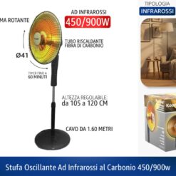 STUFA OSCILLANTE AD INFRAROSSI AL CARBONIO 450/900W