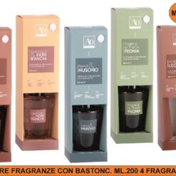 DIFFUSORE FRAGRANZE CON BASTONC. ML.200 4 FRAGRANZE ASS.