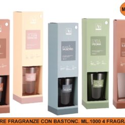 DIFFUSORE FRAGRANZE CON BASTONC. ML.1000 4 FRAGRANZE ASS.