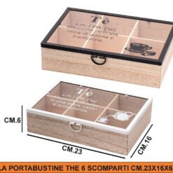 SCATOLA PORTABUSTINE THE 6 SCOMPARTI CM.23X16X6h 2 ASS.