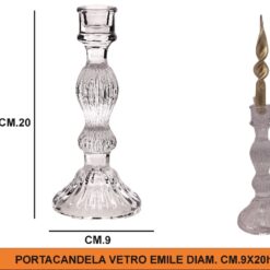 PORTACANDELA VETRO EMILE DIAM. CM.9X20h