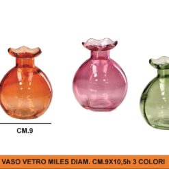 VASO VETRO MILES DIAM. CM.9X10,5h 3 COLORI