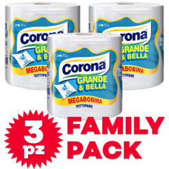 Rotolone Corona Grande&Bella 2 Veli – Rotolo da 1,125kg, Carta Igienica Extra Grande Made in Italy (3 Pezzi)