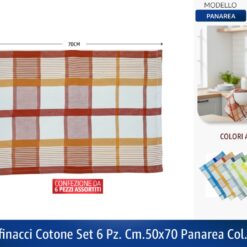 STROFINACCI COTONE SET 6 PZ. CM.50X70 PANAREA COL. ASS.